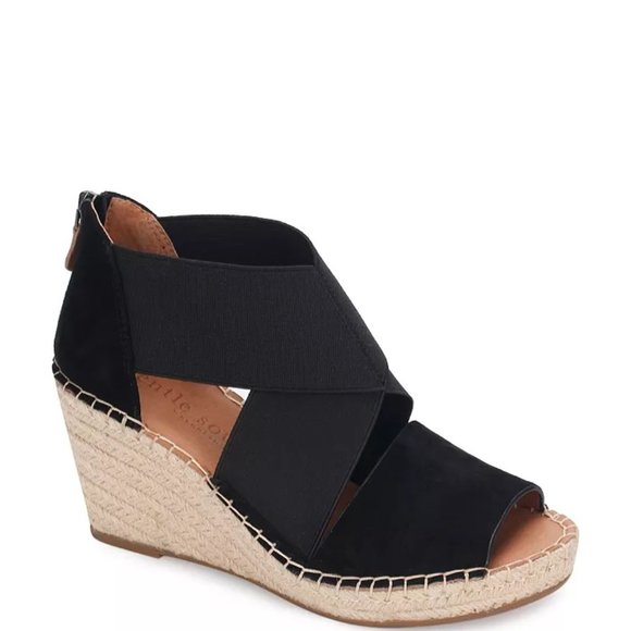 gentle souls Shoes - Gentle Souls: Colleen X-Elastic Crossover Espadrille Wedge Sandal